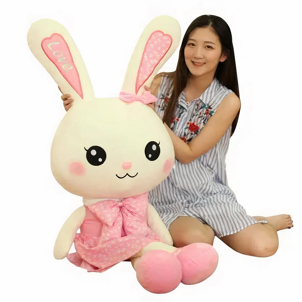 Peluche Lapin Géant Avec Robe Rose 5 Peluche Lapin Géant Avec Robe Rose – Image 3