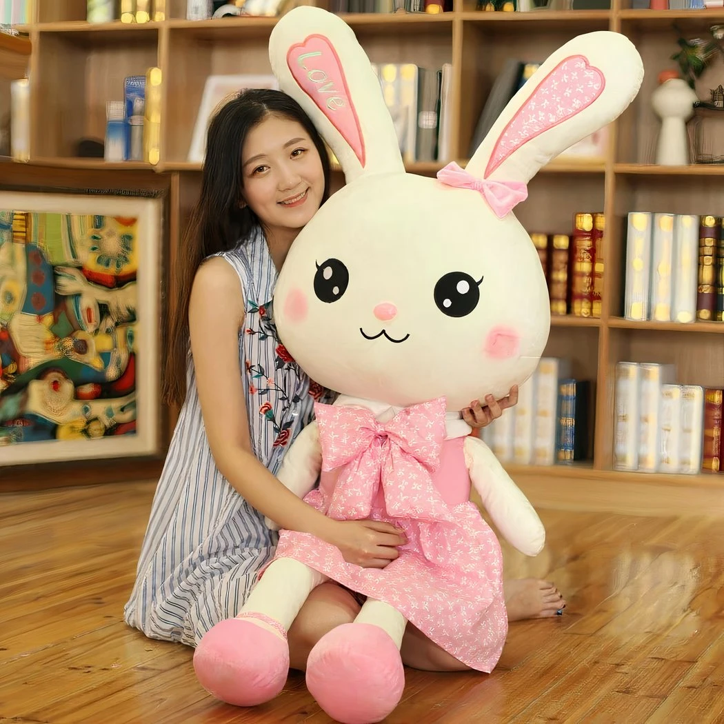 Peluche Lapin Géant Avec Robe Rose 4 Peluche Lapin Géant Avec Robe Rose – Image 2