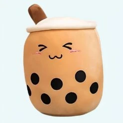 Peluche Coussin Bubble Tea Mignon Marron