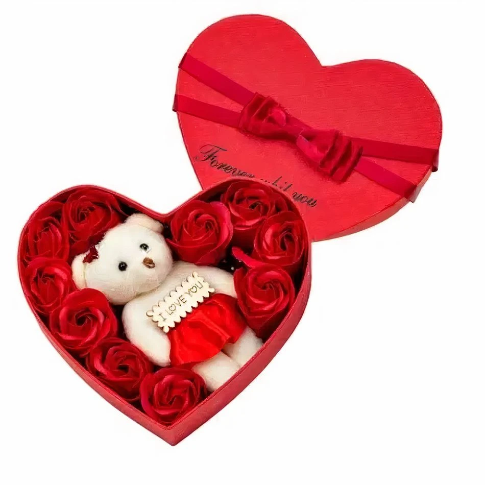 Boîte à Cadeau De Roses à Savon Avec Ours En Peluche Mignon 5 Boîte à Cadeau De Roses à Savon Avec Ours En Peluche Mignon – Image 3