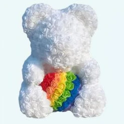 Peluche Ours Roses Arc-en-ciel