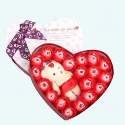 Peluche Ours Rouge Coffret Amour