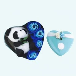 Peluche Panda Coffret Bleu Clair Saint Valentin