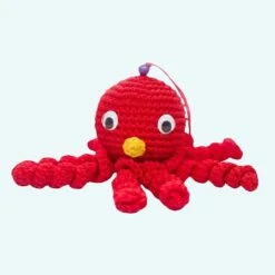 Peluche Poulpe Rouge Douce Tressée Pour Enfant