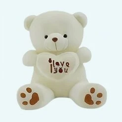 Peluche Ours Blanc I Love You