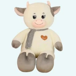 Peluche Vache Géante Blanche Grise