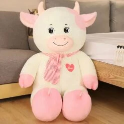 Peluche Vache Géante Blanche Rose -Ma Pleuche Soldes IMG Peluche vache geante blanche rose