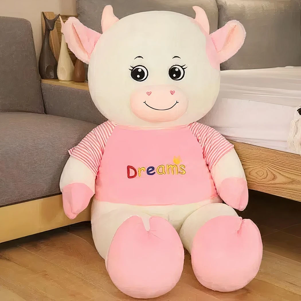Peluche Vache Géante Tenue Rose 4 Peluche Vache Géante Tenue Rose – Image 2