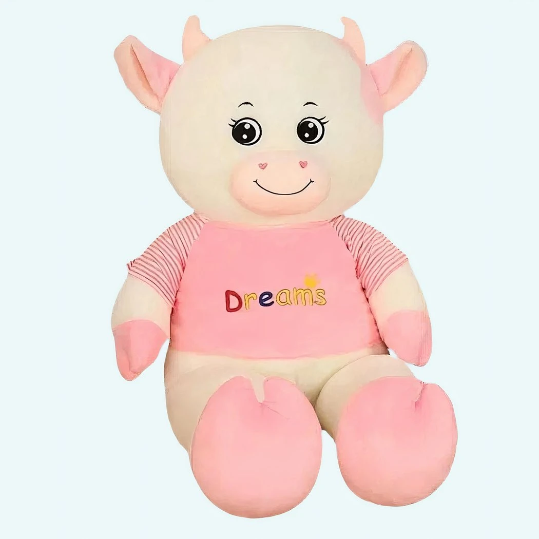 Peluche Vache Géante Tenue Rose 3 Peluche Vache Géante Tenue Rose