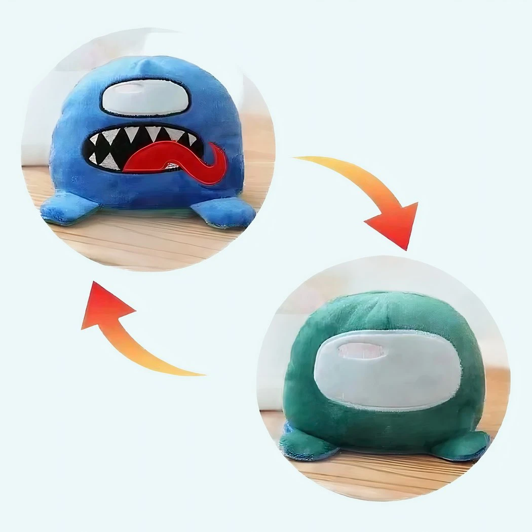 Peluche Among Us Réversible Bleue Verte 3 Peluche Among Us Réversible Bleue Verte