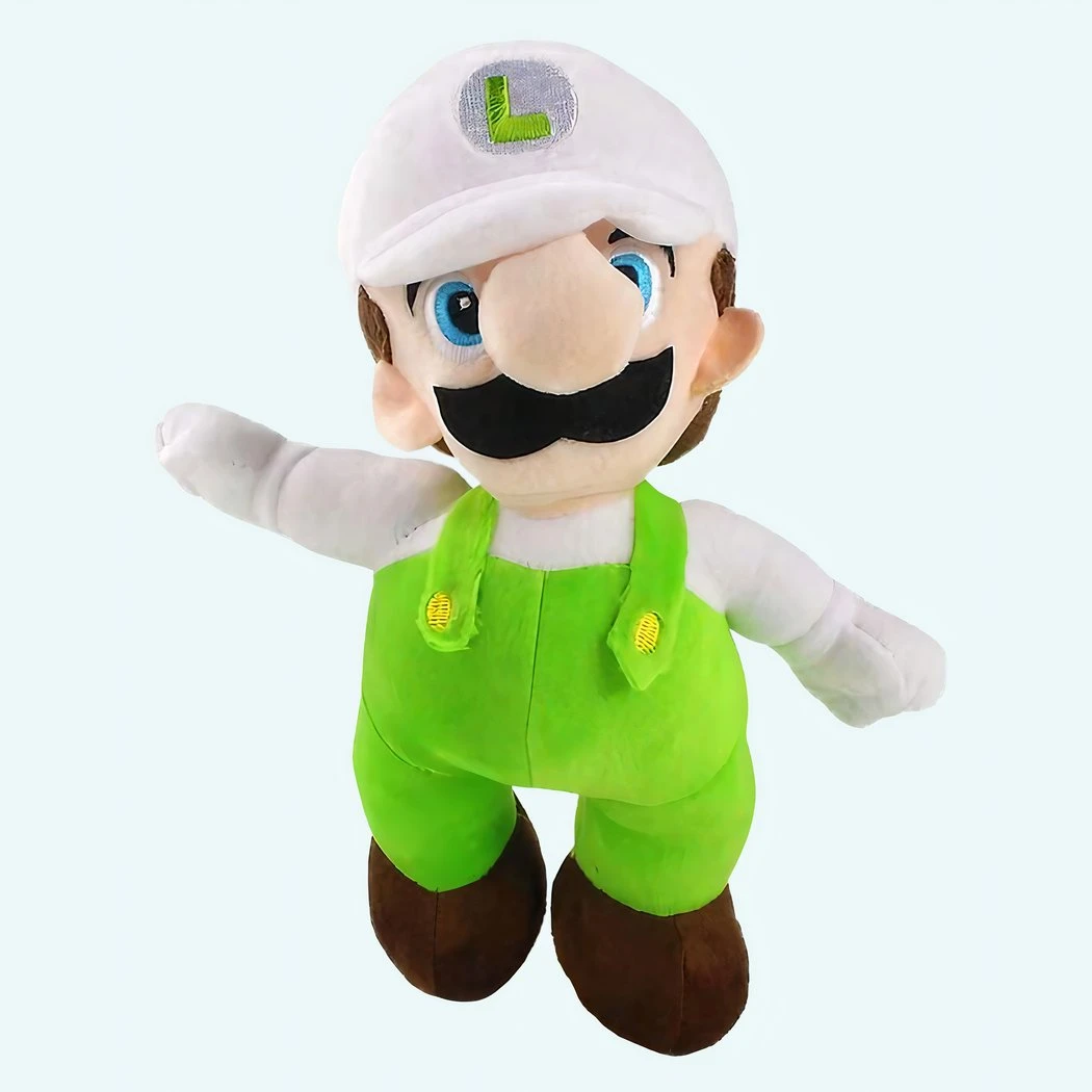 Peluche Luigi Tenue Blanche Et Verte 3 Peluche Luigi Tenue Blanche Et Verte