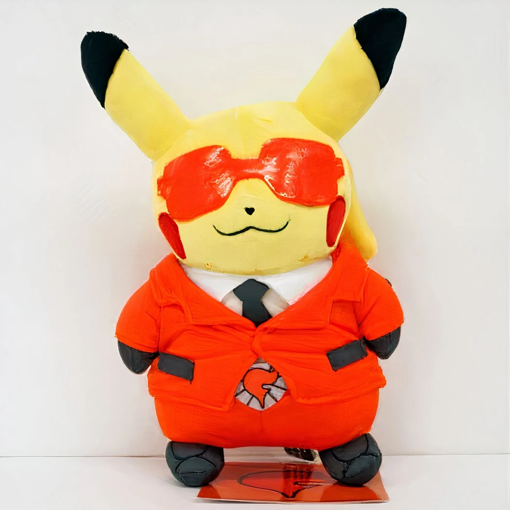 Peluche Pikachu Avec Costume Rouge 5 Peluche Pikachu Avec Costume Rouge – Image 3