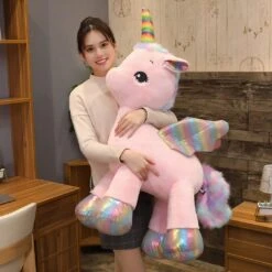 Peluche Licorne Colorée Arc-en-ciel -Ma Pleuche Soldes Super licorne en peluche de 40cm 80cm jouet fantastique arc en ciel ailes brillantes poupee licorne en peluche pour fill 2